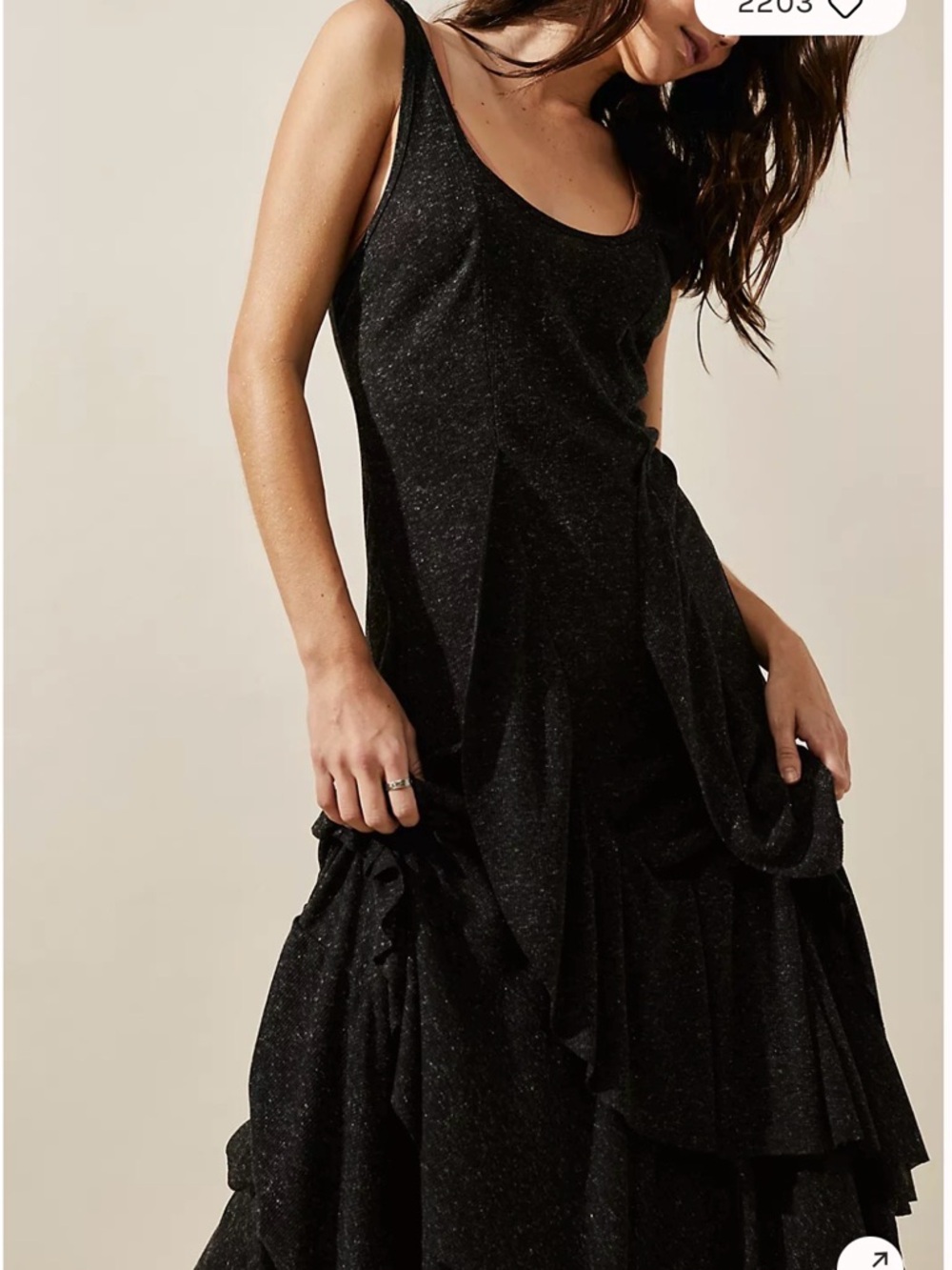 Free People Ruffle Romance Midi Dress Sleeveless Black Small NWT - Picture 5 of 9